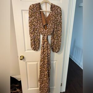 The Latest Scoop Floral Cutout Maxi Dress